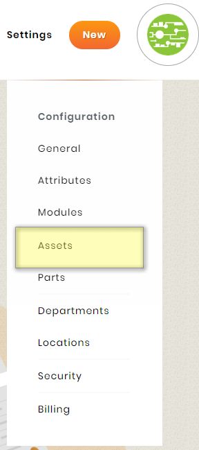 Assets selection in settings