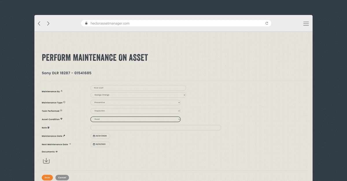 maitenance asset with Hector