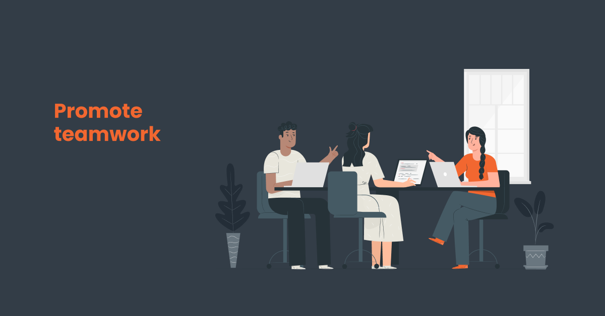 employees working in team at the office