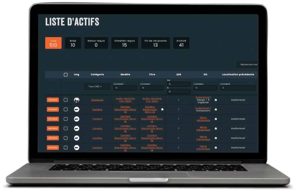 Logiciel de gestion des actifs