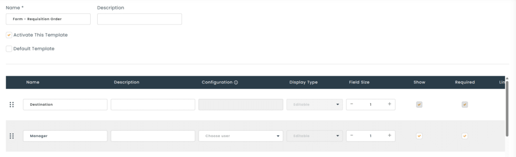 Requisition order - Form