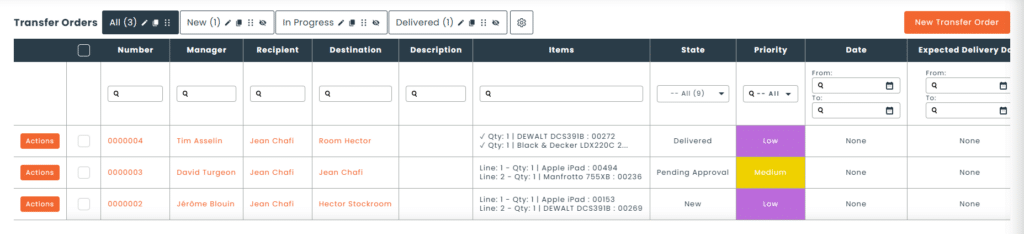 Transfer order