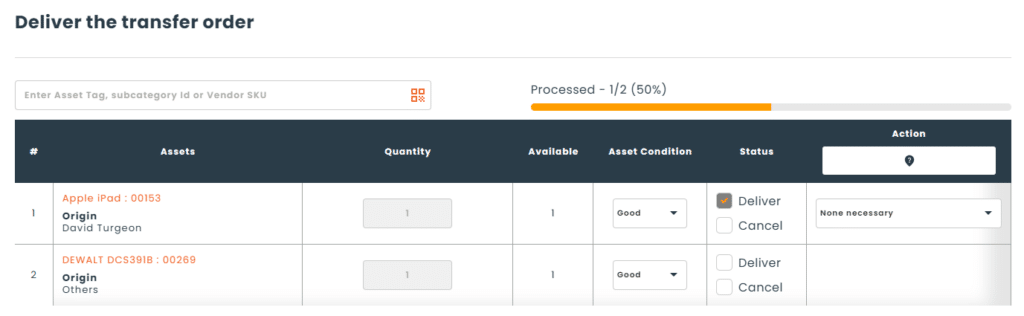 Transfer order - Delivery