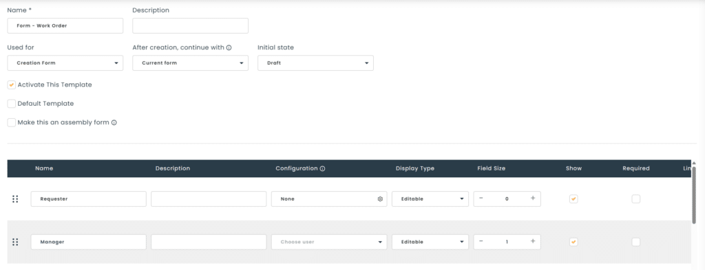 Work order - From